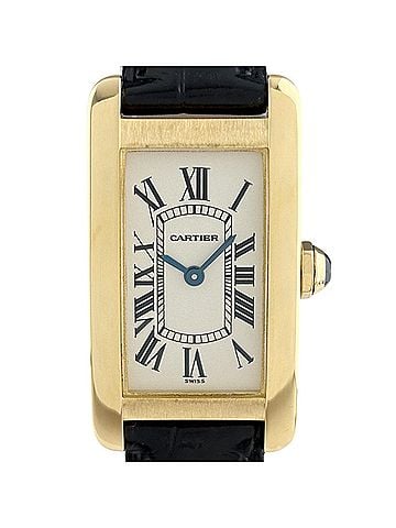 Cartier Cartier Tank American SM W2601556 Watch, Yellow Gold, Leather Strap, Quartz, Ivory, Women's. (view 1)