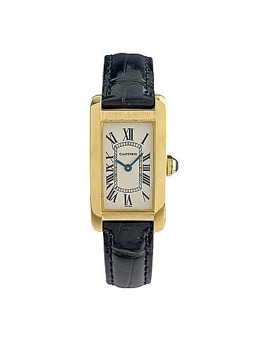 Cartier Cartier Tank American SM W2601556 Watch, Yellow Gold, Leather Strap, Quartz, Ivory, Women's. (view 2)