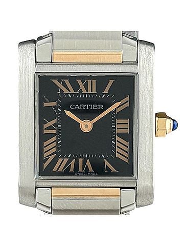 Cartier Cartier Tank Française SM 2009 Christmas Limited Edition W5010001 Watch, Stainless Steel &amp; Pink Gold, Quartz, Black, Ladies'. (view 1)
