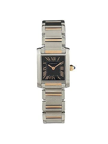 Cartier Cartier Tank Française SM 2009 Christmas Limited Edition W5010001 Watch, Stainless Steel &amp; Pink Gold, Quartz, Black, Ladies'. (view 2)