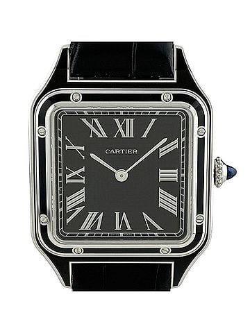 Cartier Cartier Santos Dumont LM WSSA0046 Watch, Stainless Steel, Leather Strap, Manual Winding, Black, Men's (view 1)