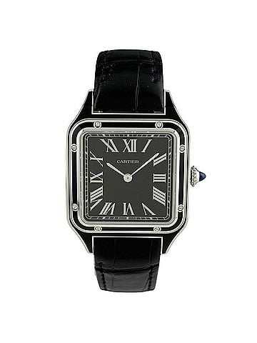 Cartier Cartier Santos Dumont LM WSSA0046 Watch, Stainless Steel, Leather Strap, Manual Winding, Black, Men's (view 2)