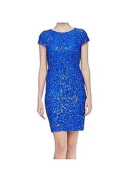 Alice + Olivia Electric Blue Sequin Midi Dress Cocktail Dress (view 1)
