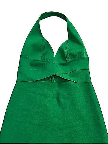 Rare London Emerald Green Halter Cutout Midi Dress Cocktail Dress (view 2)