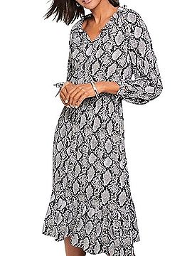 Talbots Snakeskin Print Ruffle Dress Casual Dress (view 1)