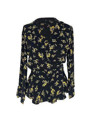 Ganni Ganni Floral-Print Wrap Blouse in Black Viscose (view 1)