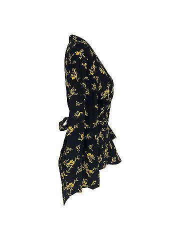 Ganni Ganni Floral-Print Wrap Blouse in Black Viscose (view 2)