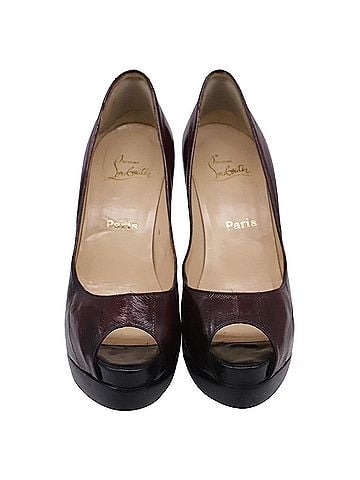 Christian Louboutin Christian Louboutin Altadama Peep-Toe Pumps in Burgundy Eel Leather (view 2)