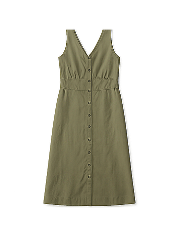 Pact Khaki Green Canopy Linen Blend Button-Front Dress (view 1)