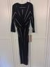 Maje Navy &amp; Silver Pinstripe Wrap Jumpsuit Coat - photo 3