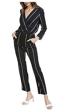 Maje Navy &amp; Silver Pinstripe Wrap Jumpsuit Coat (view 1)