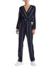 Maje Navy &amp; Silver Pinstripe Wrap Jumpsuit Coat - photo 2