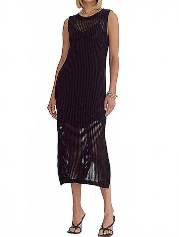 Entro Knit Sleeveless Midi Dress in Black (view 2)