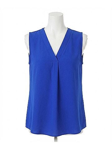 Entro Sleeveless V-Neck Top in Royal Blue (view 1)