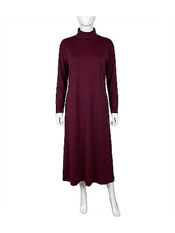 Entro Merlot Long Sleeve Midi Dress in Burgundy (view 1)