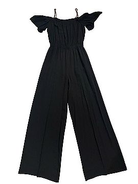 Rachel Zoe Black Off-Shoulder Wide-Leg Jumpsuit with Gold Straps Jacket (view 2)