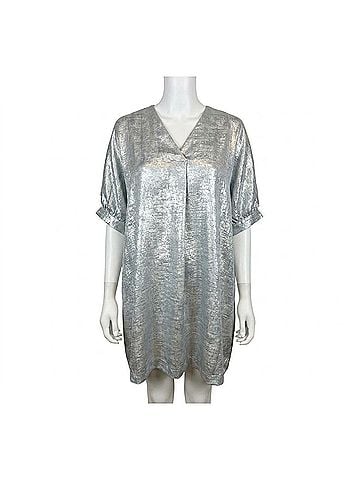 Umgee Metallic Dress in Silver (view 1)