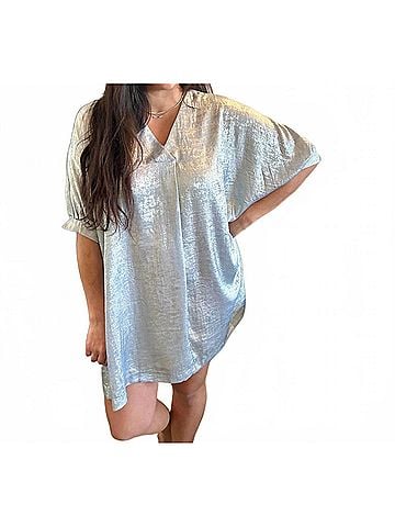 Umgee Metallic Dress in Silver (view 2)