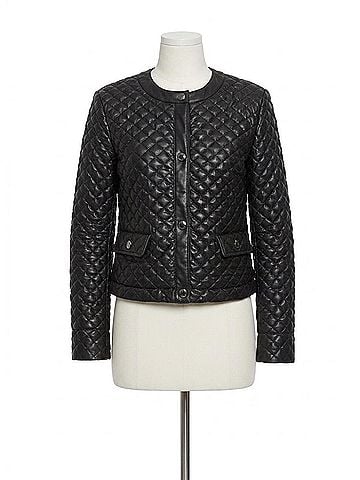 Lyssé Aurelle Quilted Vegan Leather Jacket in Black (view 1)