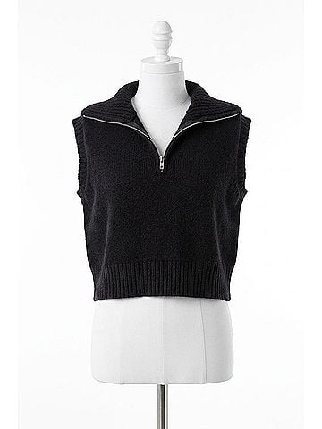 Entro Knit Half Zip Top in Black (view 1)
