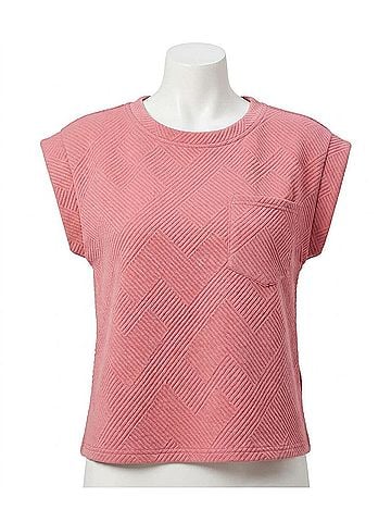 Entro Textured Top in Coral Pink (view 1)