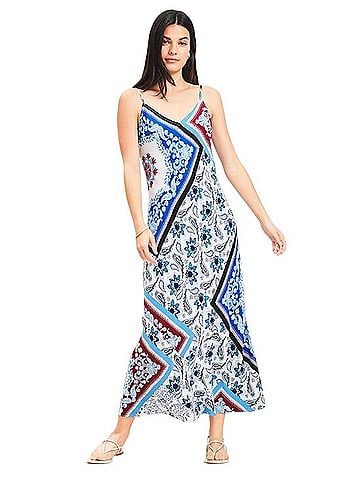 Ann Taylor LOFT Tiled Strappy Bias Midi Dress Casual Dress (view 2)