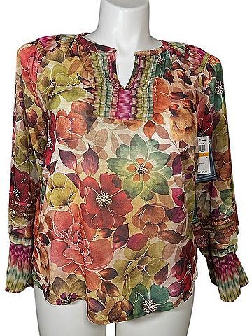 Democracy Retro 70s Fall Floral Long Sleeve T-Shirt (view 1)