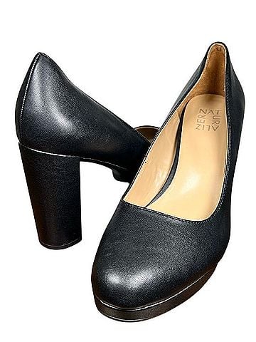 Naturalizer Black Faux Leather Block Heels (view 1)