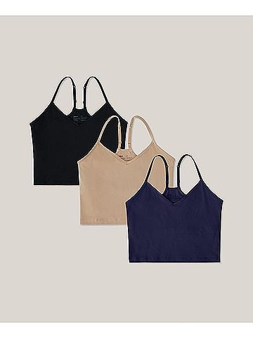 Pact Deep Shades Everyday Shelf Bra Cropped Camisole 3-Pack (view 1)