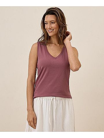 Pact Mauve Softspun V-Neck Tank (view 2)