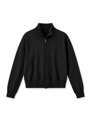 Pact Black Classic Fine Knit Zip Front Sweater (view 1)