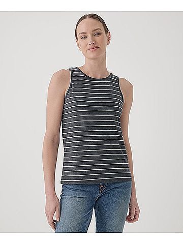 Pact Charcoal Classic Stripe Softspun High Neck Tank (view 2)