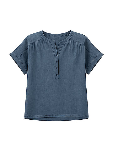 Pact French Navy Coastal Double Gauze Short Sleeve Popover (view 1)