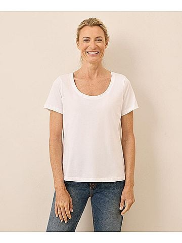 Pact White Softspun Scoop Neck Tee (view 2)