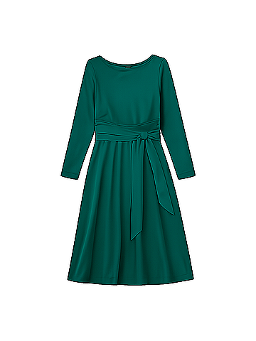 Pact Emerald Fit and Flare Tie Wrap Dress (view 1)