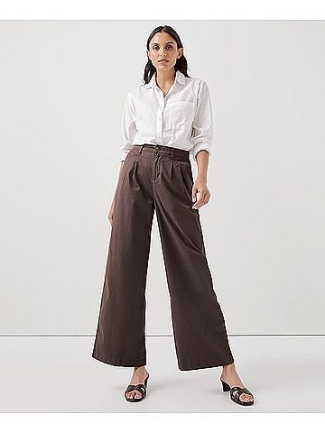Pact Carob Boulevard Brushed Twill Wide Leg Trouser (view 2)