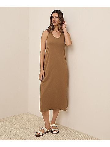 Pact Brown Sugar Softspun Tank Midi Dress (view 2)