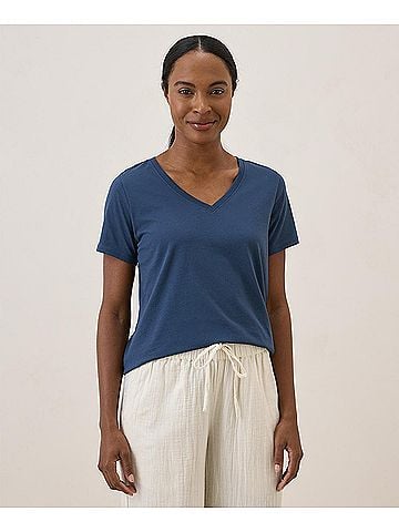 Pact French Navy Softspun V-Neck Tee (view 2)