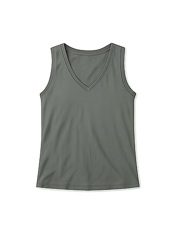 Pact Castor Green Softspun V-Neck Tank (view 1)