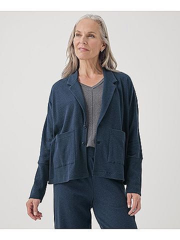 Pact French Navy Heather Airplane Relaxed Blazer (view 2)