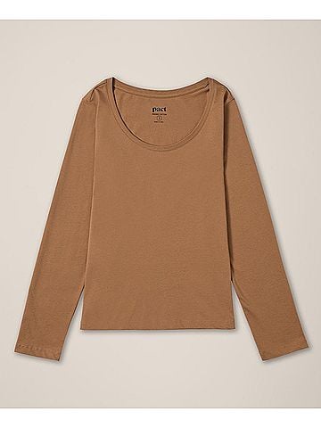 Pact Brown Sugar Softspun Long Sleeve Scoop Neck Tee (view 1)