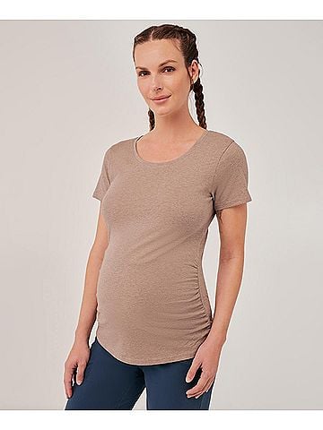 Pact Stucco Heather Maternity Ruched Tee (view 2)
