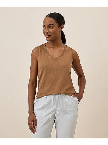 Pact Brown Sugar Softspun V-Neck Tank (view 2)