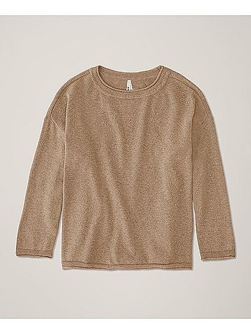 Pact Sesame Heather Classic Fine Knit Wide Neck Sweater (view 1)