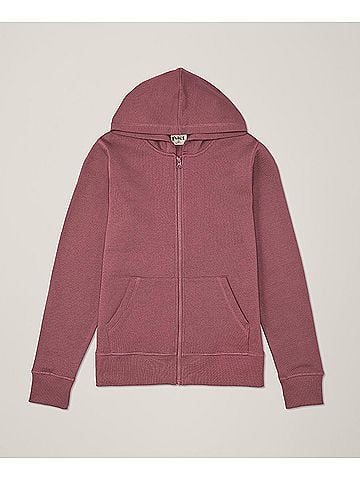 Pact Mauve Brushed Fleece Zip Hoodie (view 1)