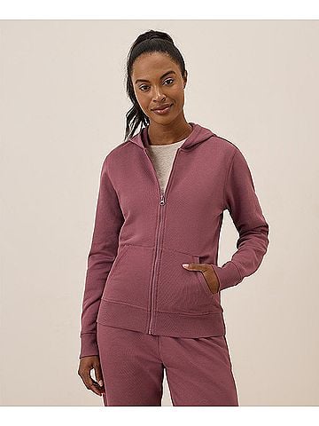 Pact Mauve Brushed Fleece Zip Hoodie (view 2)