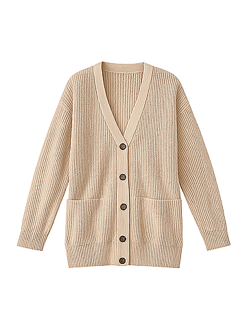 Pact Sandshell Heather Fisherman Knit Button-Front Cardigan (view 1)