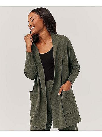 Pact Grape Leaf Heather Airplane Wrap Cardigan (view 2)