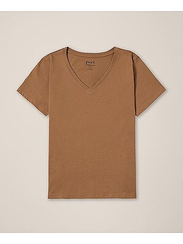 Pact Brown Sugar Softspun V-Neck Tee (view 1)