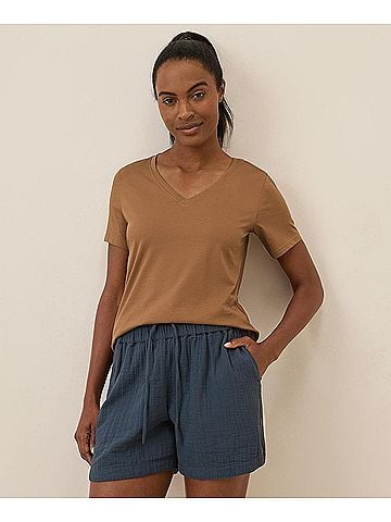 Pact Brown Sugar Softspun V-Neck Tee (view 2)